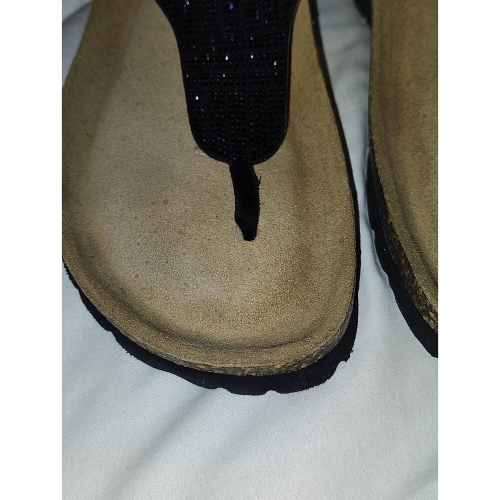 NWOT Bos. & Co. Italy Rhinestone Embellished Cork Thong Sandals Size 5.5-6 US - Picture 6 of 8
